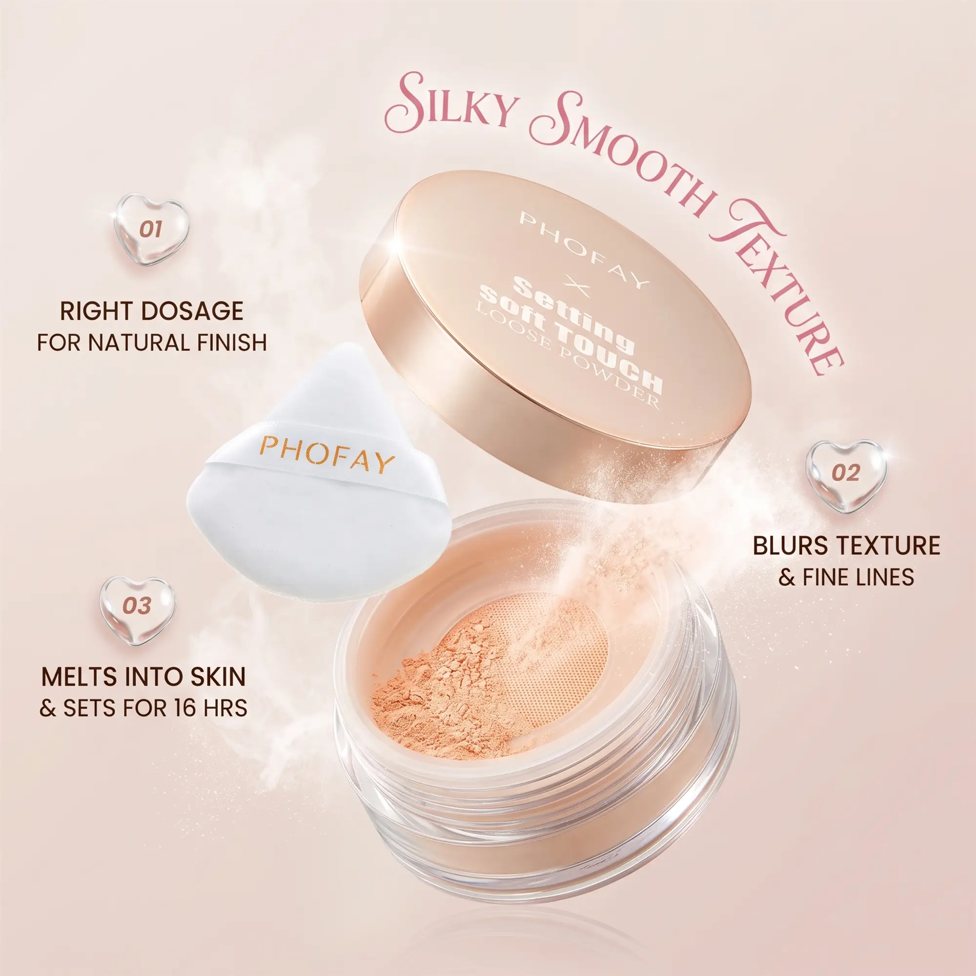 PHOFAY Translucent Setting Powder - Flawless Blur Powder, Oil Control, Waterproof, Sweatproof, Tames T-Zone Shine, Matte Pore-Blurring Finish, No Flashback, All-Day Wear for Baking, Suitable for All Skin Types, Concealer, Foundation, Makeup, Loose