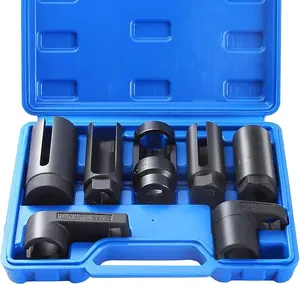 7PCS Multi-Size High-Torque Oxygen Socket Tool Kit, Automotive O2 Offset Wrench Remover, 22mm/27mm/29mm Universal Sockets for Vehicle Sensor Removal & Installation, Car Repair Removal Tool