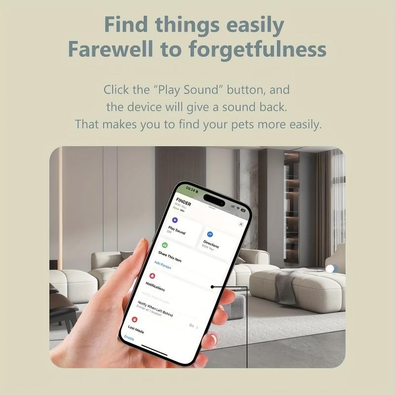 GPS Tracker for Cars & Pets - Mini Clear Design, Weatherproof Case, Works with Apple Find My (iOS Only),  IP67 Waterproof, Global Coverage Location Tracker reminder dog fence wireless Gps Tracking Detector Durable dog accessories reflective harness
