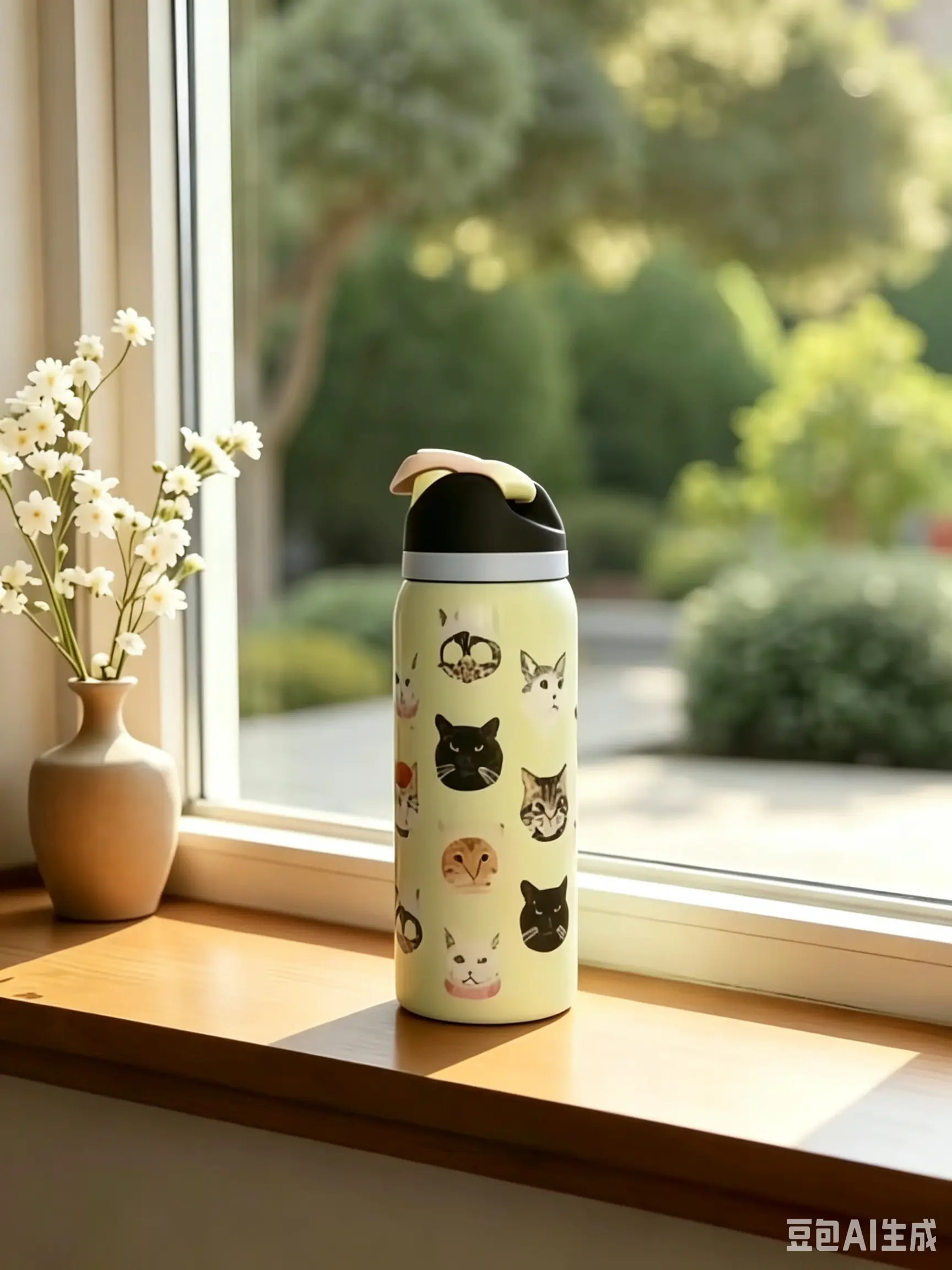 Owala Insulated Travel Cup - BPA-Free Stainless Steel Vacuum Flask with Straw Lid, Leakproof Pure Copper Tumbler Style Drinkware for On-the-Go Use, Plaid/Poinsettia Patterned Water Bottles for Cat Lovers (Drinkware Must-Haves)