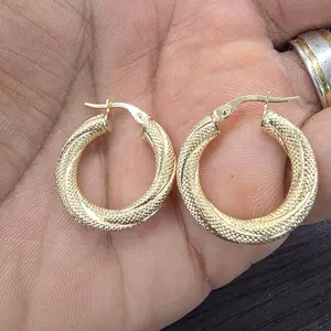 14K Yellow Gold Hoops - Simple Design Earrings for Yellow Gold Lovers