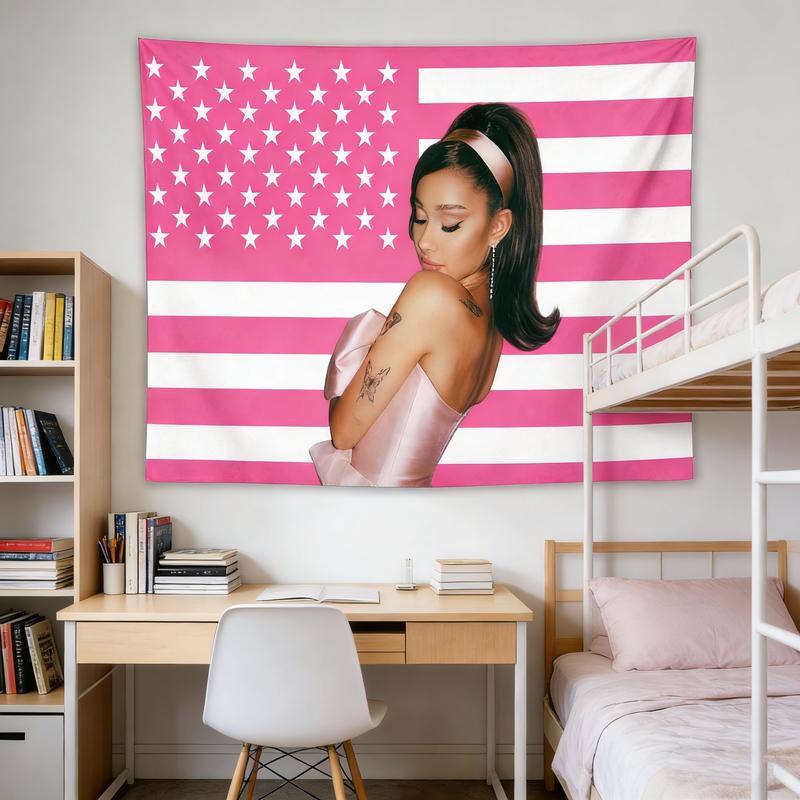 Pink Ariana Flag Funny Tapestry American Grande Flags Poster Merch Suitable. For College Dorm Room Decor. Outdoor Parties. Tailgates Yard. room Decoration Solid Color Decorative Print Size Cotton Linen