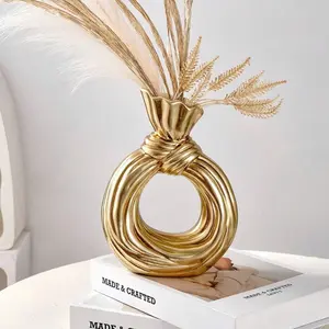 Modern Simple Circle Knot Design Resin Flower Vase, Decorative Vase, All-Season Home Table Decor, Durable Resin Material, Stylish Home Decoration, Home Decor Accessory, Ornaments