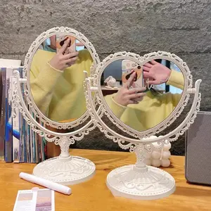 Vintage Style Desktop Oval Makeup Mirror, 1 Count Rotatable Standing Makeup Mirror, Home Decorative Mirror, Home Decor Mirror for Bedroom, Living Room, Vanity, Dressing Table