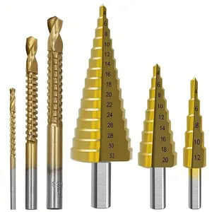Stair Drill Bit Saw Bit Set, Titanium Milling Bit Set, Woodworking Metal Core Drilling Tool, Power Tool Accessories, Step Drill Bits