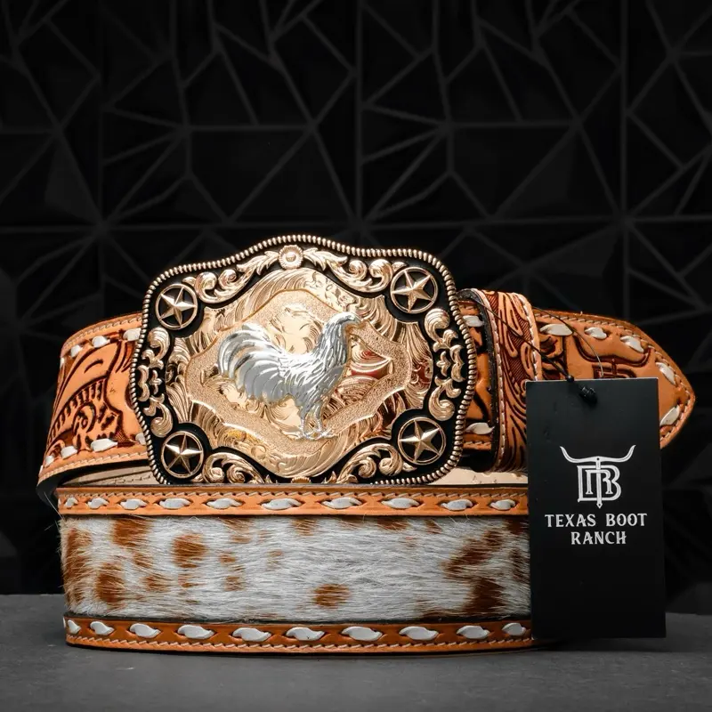 2 Inch Hand-Tooled Artesanal Genuine Cowhide Leather Belt