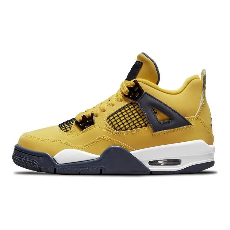 Jordan Kids' Air 4 Retro Lightning 2021 Sneakers Durable Non-slip Mid Top 408452-700