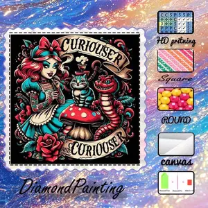 DIY 5D Flocking Fabric Diamond Painting Craft Kit, Diamond Painting Kits, AB Rhinestones, Crystal Rhinestones, Girl, Cat, Mushroom Diamond Embroidery, Special Technique Diamond Art Kit, Wall Decoration, Gift for Family and Friends, Handmade Gifts