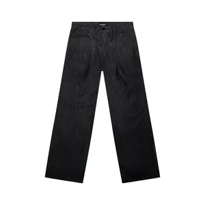 VICTORIOUS Pleated Raw Denim Baggy Fit Jeans