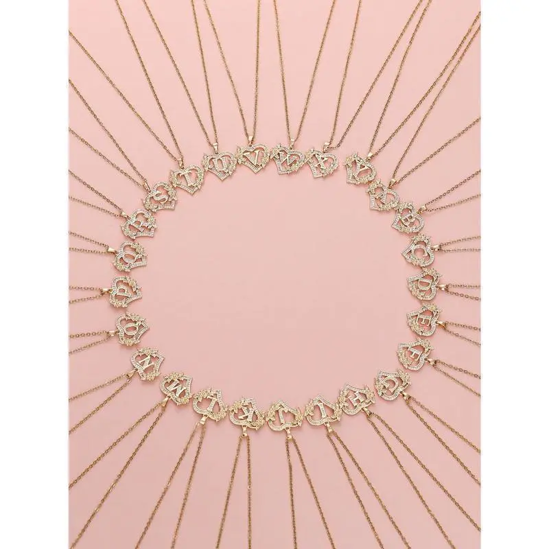 Tsnamer 1Pc Exquisite Cubic Zirconia Initial Necklace Heart Carved 26 Letter A-Z And Flower Necklace Women Daily Decoration her for perfect gift jewelry Tsnamer 1Pc Exquisite Cubic Zirconia Initial Necklace Heart Carved 26 Letter A-Z And Flower Necklace Women Daily Decoration her for perfect gift jewelry