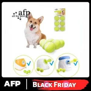 All For Paws Premium-Quality 2inch/2.5 inch Tennis Balls for Automatic Dog Ball Launcher Portable Bite Resistant 6 pcs Pack Toy for Dogs Without Launcher Machine