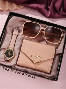 Elegant Women's Quartz Watch Set, Wallet & Eyeglasses, Perfect Gift for Birthday, Teacher Day, Thanksgiving, Christmas, Mother's Day