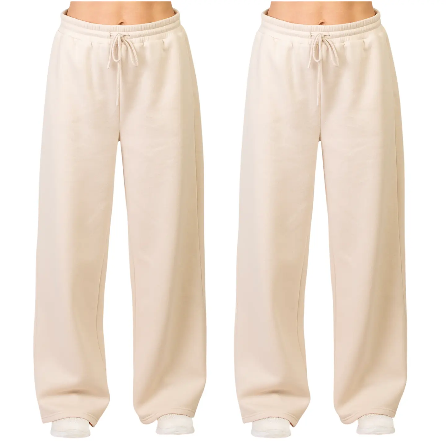 2 Pack Women’s Fleece Lined Sweatpants Heavyweight Cotton Wide Leg Baggy Fleece Pants High Waisted Drawstring and Pockets S-XL Regular Plus Size Casual Elastic Waist Thermal Trousers for Women Lounge Casual Outdoor Streetwear Womenswear Fall & Winter