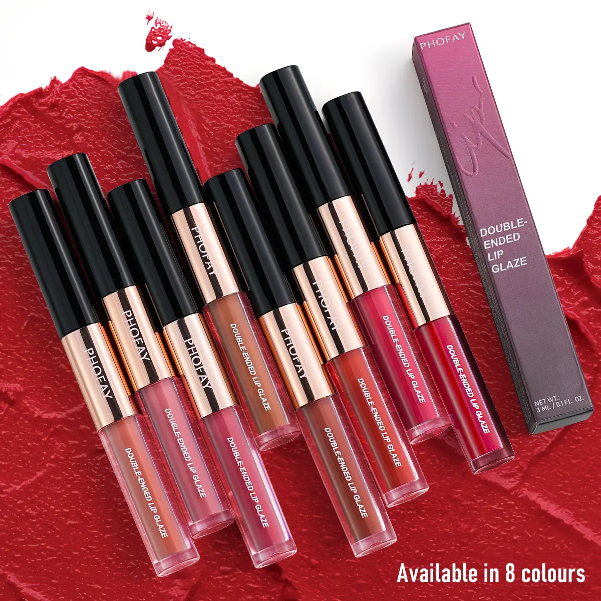 Long-lasting non-stick cup double-ended lip glaze vailable, waterproof matte lip gloss, moisturizing long-wear lipstick, suitable for all occasions, lip makeup set, perfect gift for girls, Christmas gift, Valentine's Day gift. Flawless Glossy tiktokshopsp