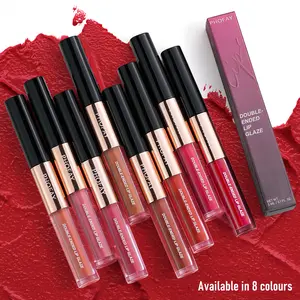 Long-lasting non-stick cup double-ended lip glaze set, 8 colors available, waterproof matte lip gloss, moisturizing long-wear lipstick, suitable for all occasions, lip makeup set, perfect gift for girls, Christmas gift, Valentine's Day gift.
