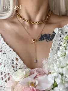 High-Quality Zircon Long Necklace, Stainless Steel Heart Pig Nose Choker, Elegant All Seasons Jewelry