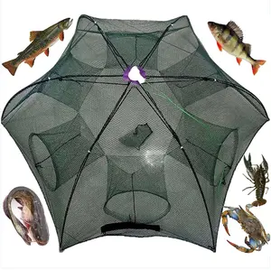Fishing Bait Trap Crab Net Crawdad Shrimp Cast Dip Cage Fish Minnow Foldable NEW