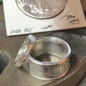 Couples American Silver Eagle Coin Ring Set