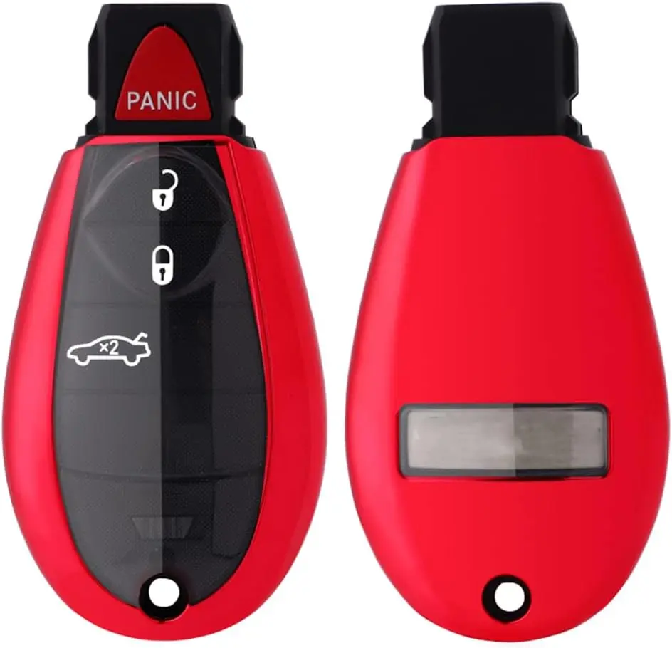 Smart Remote Key Fob Cover Case Fit for Dodge Grand Caravan Charger Challenger Durango Journey Ram Dart Magnum Chrysler 300 Town Country Jeep Commander Grand Cherokee 2008-2018 (Red)