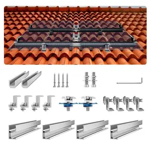 VEVOR Solar Panel Mounting Brackets, Solar Panel Mount Kit with 4x 30 Aluminum Rails, 4 End Clamps and 2 Mild Clamps, Solar Panel Mount Brackets for Metal Roof, Concrete Roof, Wood Roof, Tile Roof