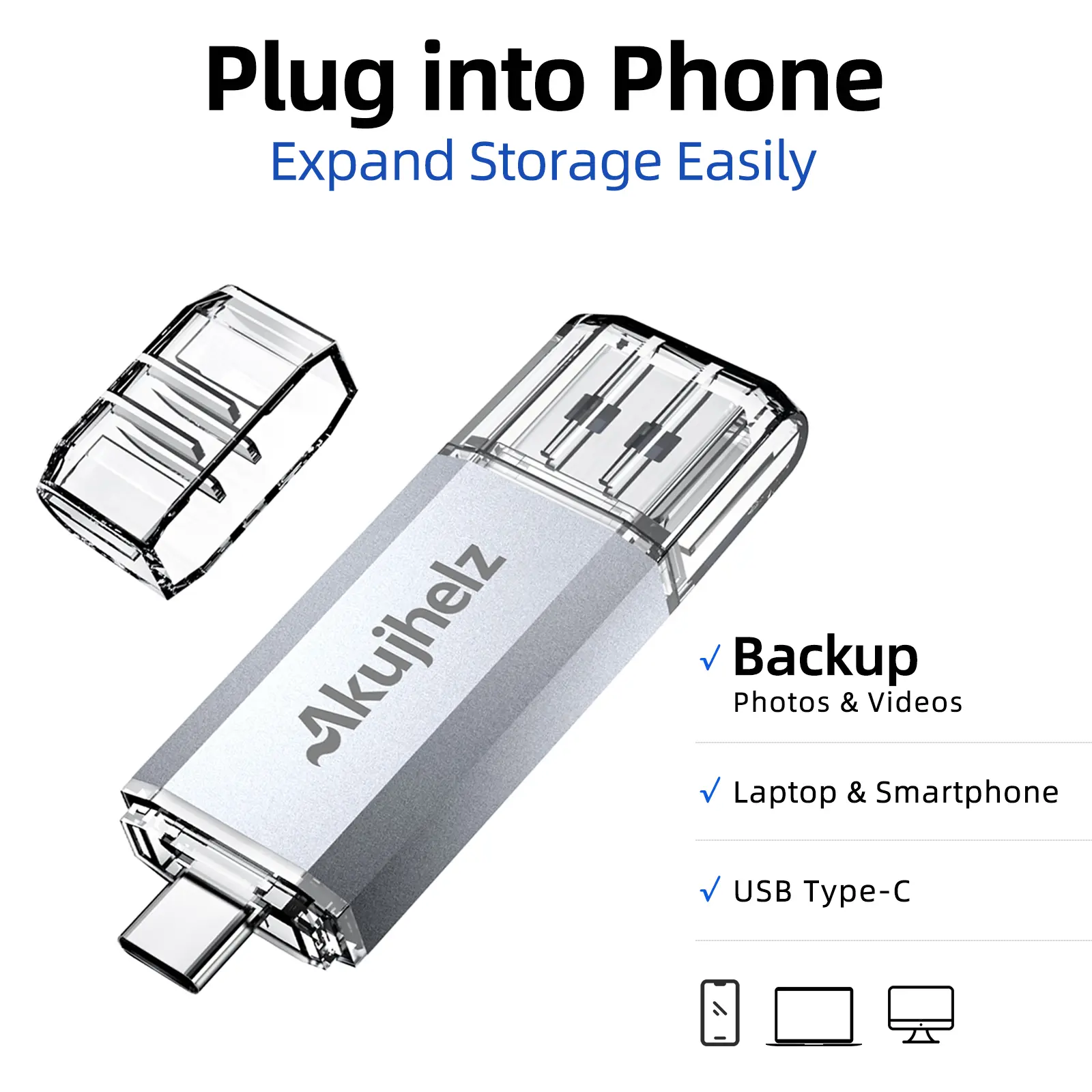 Type C USB flash drive 128GB/256GB/512GB USB C memory stick 2-in-1 mini USB flash drive suitable for MacBook Pro, Android phones, tablets and laptops, iPhones, for storing files, videos, pictures, etc. Compact and convenient for travel, an ideal gift. out