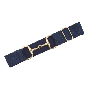 CELAEQ 1.5 inch, Equestrian Belt for Horseback Riding, Adjustable Elastic Belts for Riding Breeches (Sparkling Glitter Navy with Gold Buckle)