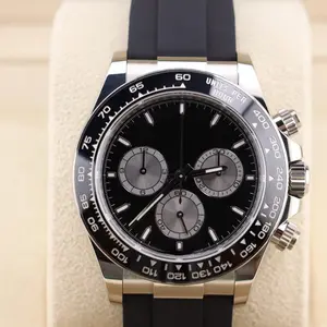 Mens Business Luxury Racing Homage Custom Black Silicon Band Automatic Watch