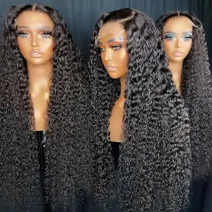 High-Temperature Fiber Large Curl Wig for Women Screw Curl Front Lace Wig
