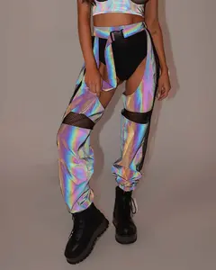 False Alarm Fishnet Rainbow Reflective Chaps
