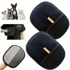 Pet Hair Removal Gloves Set, 2 Pieces Pet Grooming Mitts for Dogs Cats Rabbits Long Short Curly Fur, Easy Shedding Solution