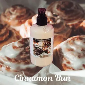 Cinnamon Roll Whipped Shea Butter Moisturizer 8 oz Handmade Body Lotion with Shea Butter & Sweet Almond Oil - Hydrating Formula for All Skin Types Full Body Lotion Lotion Pump