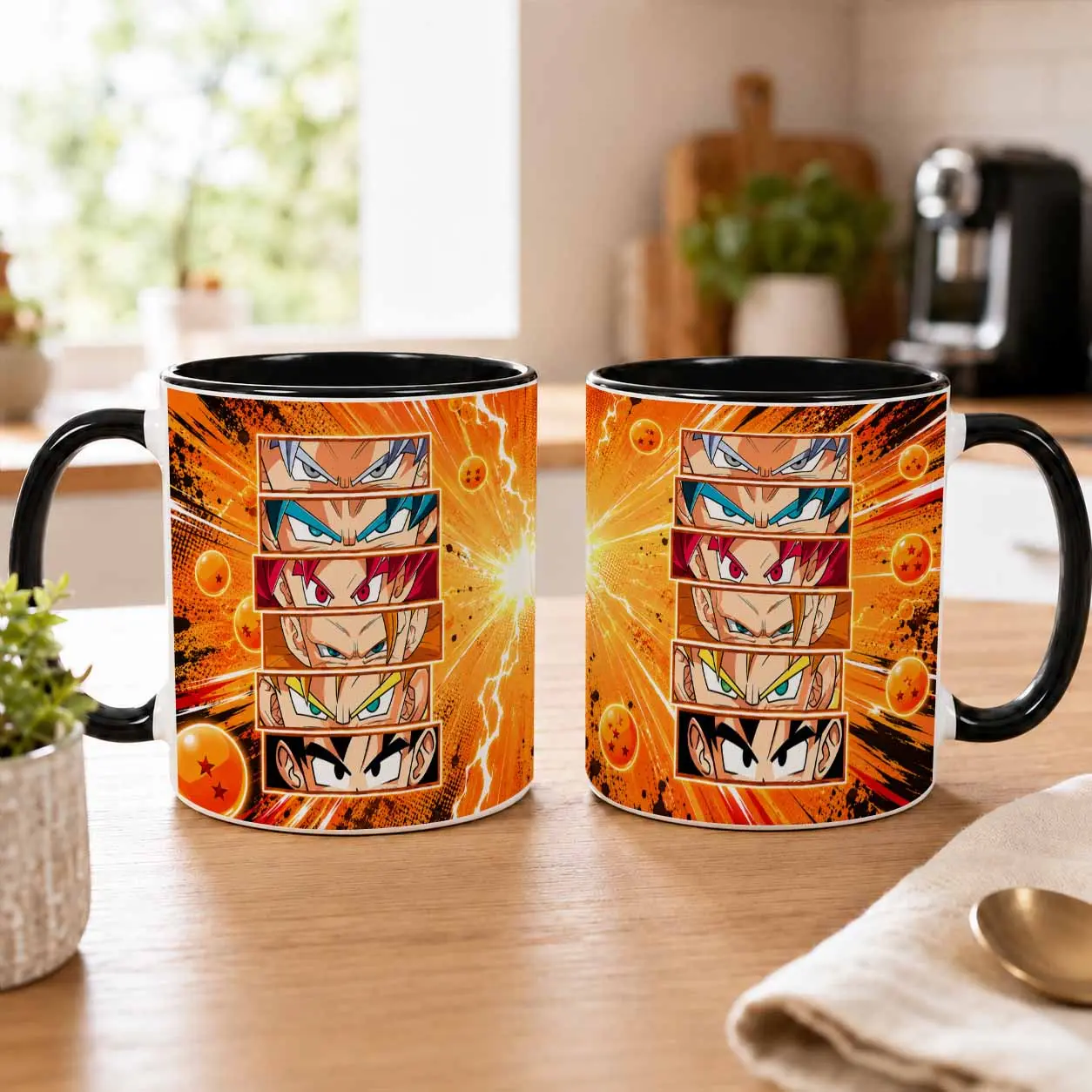 Anime Warrior Evolution Mug 11oz/15oz  Colorful Power Up Eyes Print  Ceramic Coffee Cup  Vibrant Manga Style Artwork for Office Desk  Gaming Room  Birthday Gift