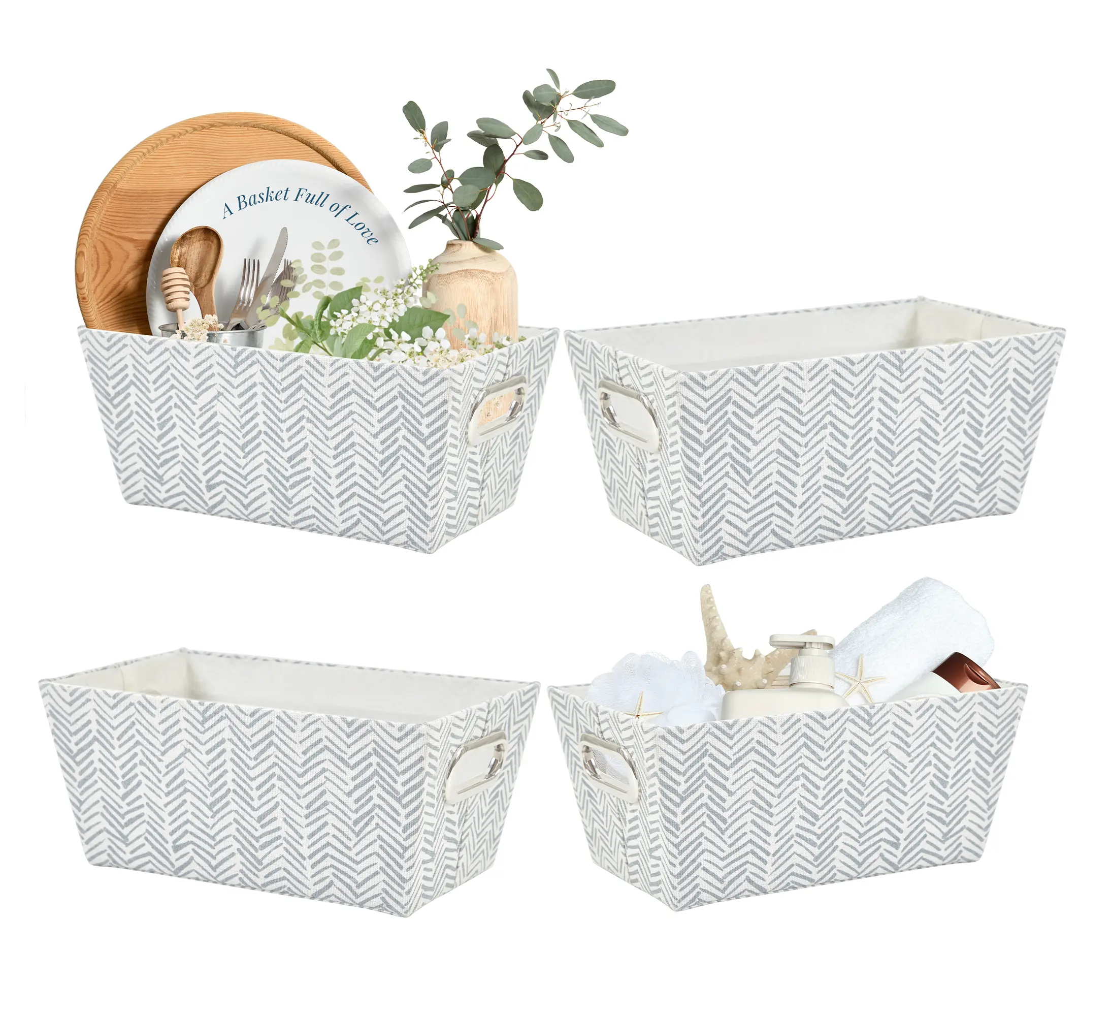 Gift baskets(4 Pack), Storage Basktes with Cut-in Handle for Gift,Candy,Toy,Towel,Book and Pantry Items