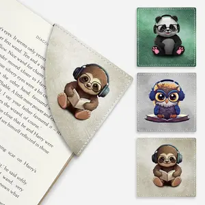 Cute Sloth Owls Panda Corner Bookmarks, Funny Leather Book Accessories for Book Lovers, 3 Pcs Reading Book Page Markers for Women Men Student Teacher Girls Boys Kids Retirement Birthday Gifts Icycay
