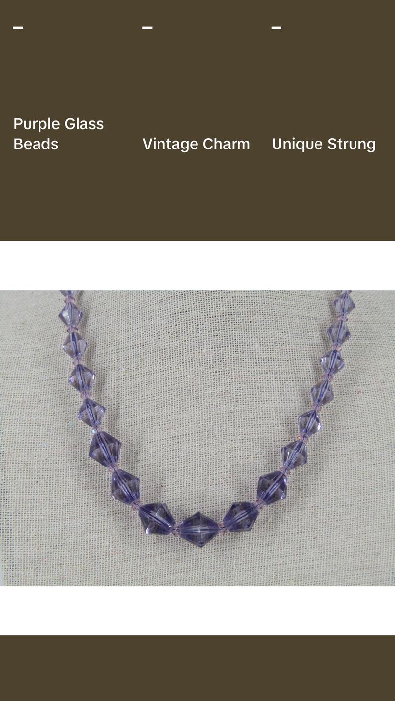 Purple Glass Bead Vintage Necklace