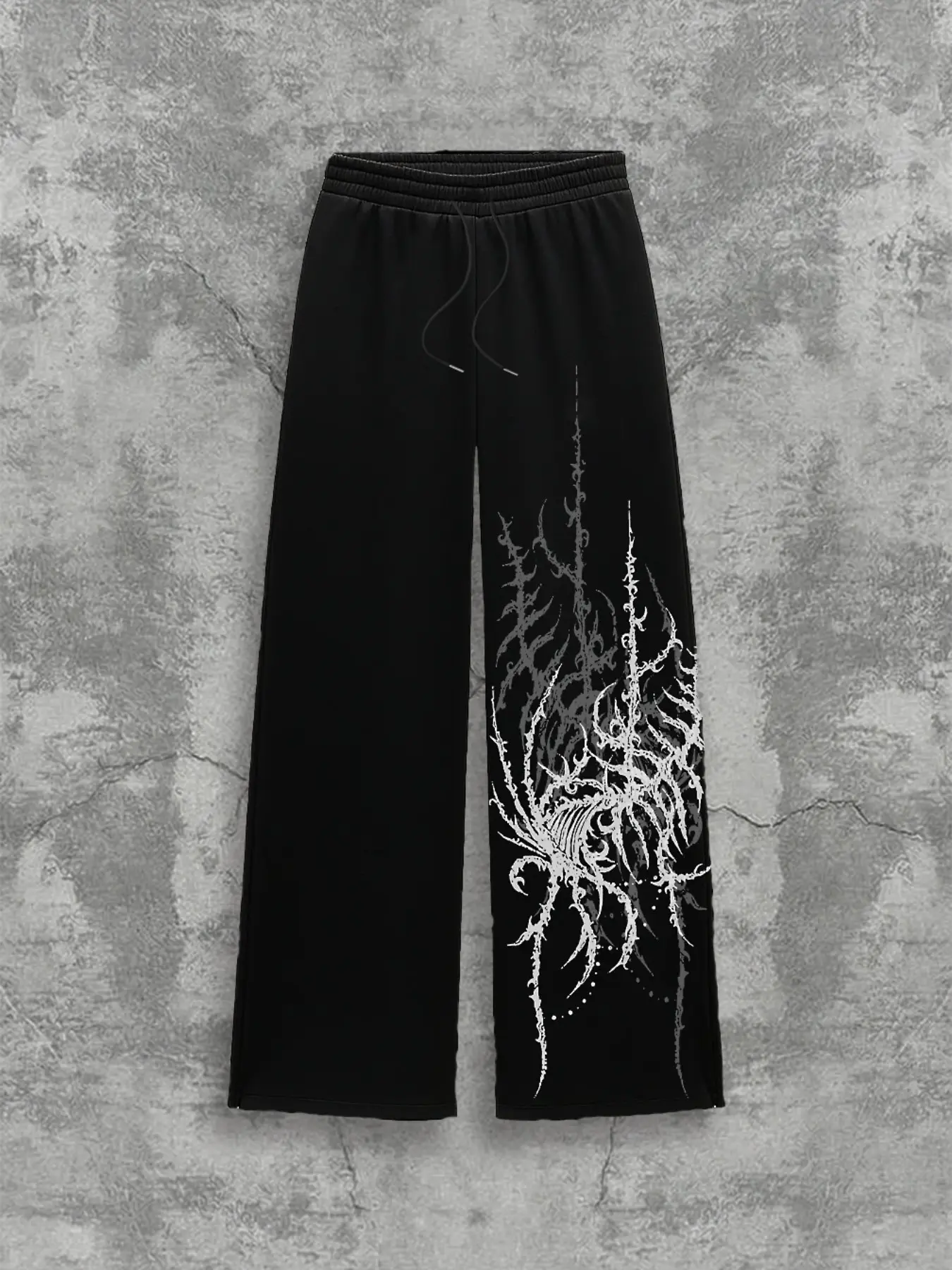 Unisex Cyberpunk Gradient Flame Print Wide Leg Pants, Drawstring Waist, Loose Fit, Soft Fleece Fabric, Y2K Style, Casual Wear