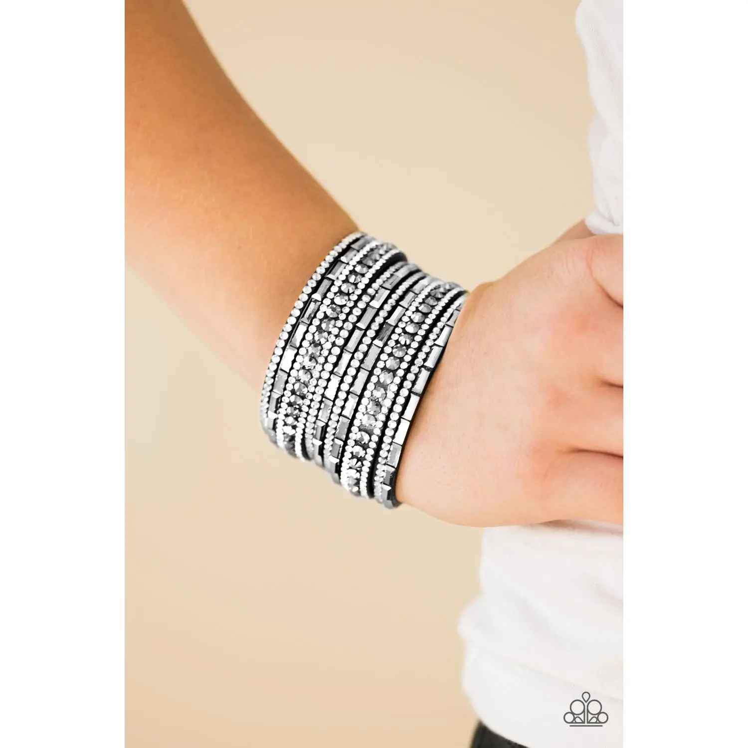 Wham Bam Glam Black Rhinestone Leather Wrap Bracelet