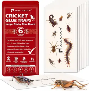 LULUCATCH Cricket Insect Glue Traps - 6 Pack Bug Cockroach Sticky Traps, Large Spider Trap with Pre-Baited Attractant, Highly Effective Glue Boards Indoor, Non-Toxic Pet Safe, Easy to Use