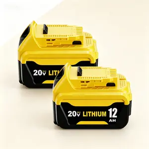 2-Pack 12000mAh Battery Replacement for 20V Max Lithium Ion Cordless Tool Batteries, Compatible with DCB206 DCB200 DCB201 DCB207 DCB203 DCB204 DCD/DCF/DCG Series Power Tools, High Capacity Rechargeable Battery Pack, Long Runtime Yellow