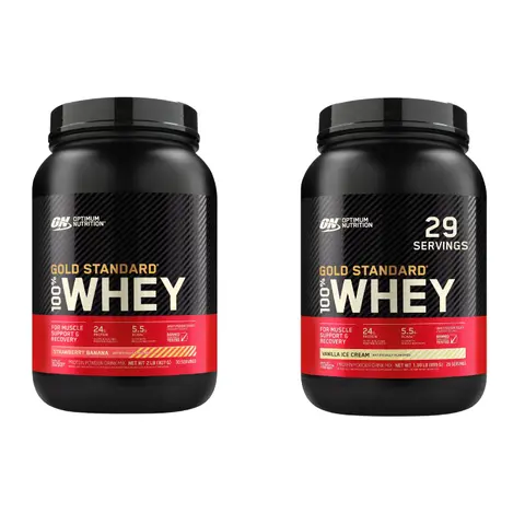 Optimum Nutrition Gold Standard 100% Whey Protein | Strawberry Banana & Vanilla Ice Cream , 2 lbs