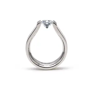 RG091W B.Tiff Tension 1 ct Round Solitaire Curved Edge Engagement Ring