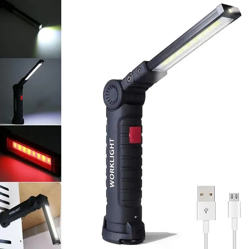 Portable USB Rechargeable Work Light, LED Torch, Multifunctional Flashlight, Magnetic Flashlight, Portable Flashlights, Workshop Lamp COB Inspection Lights With Magnet Hook, LED Light for Outdoor, Portable Rechargeable Lighting