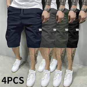 Men's Summer Sportswear Solid Color Shorts, Casual Fitted Design with Drawstring Closure, Elastic Waist Pockets for Comfort