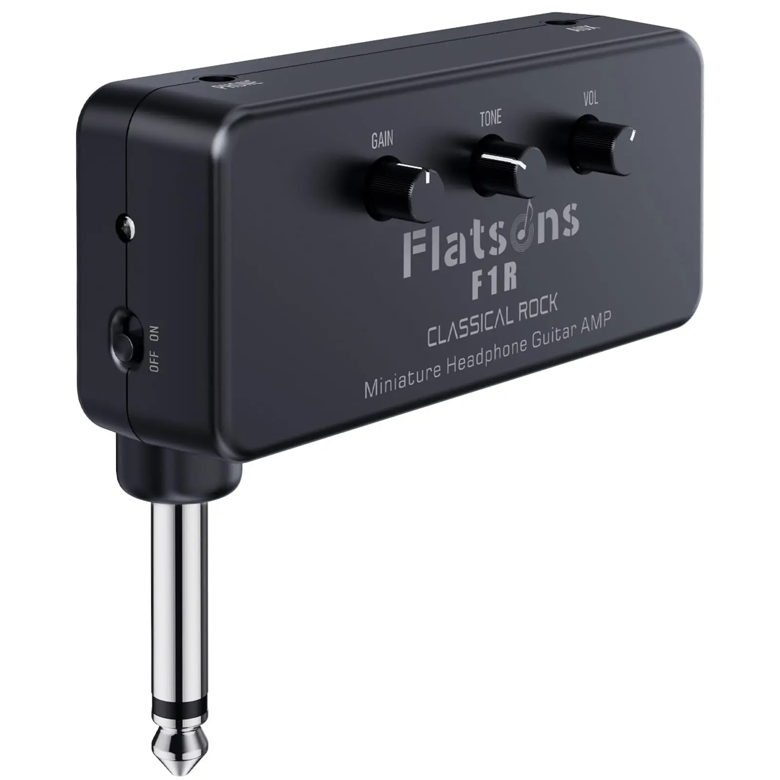 Flatsons-F1R Mini Guitar Headphone Amp, Classic Rock Tone Portable Amp for Silent Practice Indoor Travel Night , Distortion Timbre Electric Guitar Headphone Amplifier with 3.5mm Earbud/AUX Jack