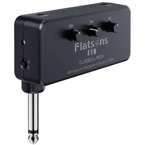 Flatsons-F1R Mini Guitar Headphone Amp, Classic Rock Tone Portable Amp for Silent Practice Indoor Travel Night , Distortion Timbre Electric Guitar Headphone Amplifier with 3.5mm Earbud/AUX Jack
