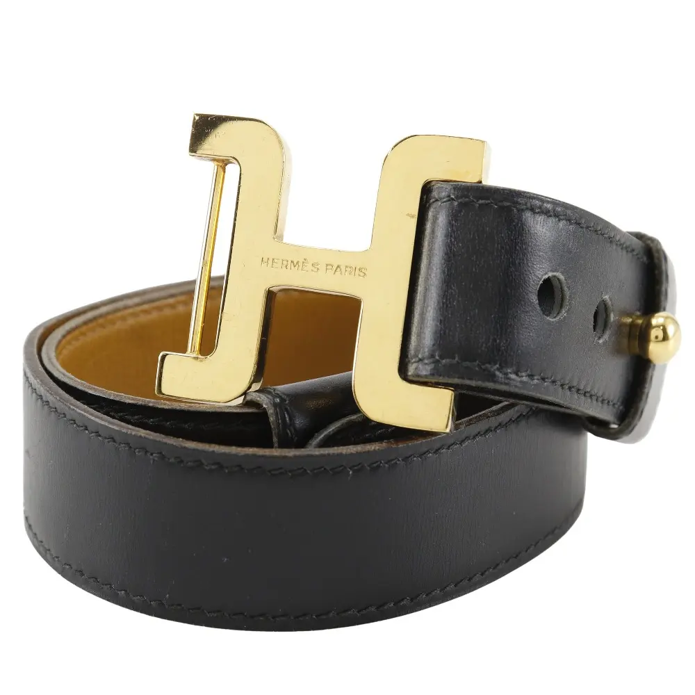 Pre-owned HERMÈS Calfskin Small Leather Goods Hermes H Belt Belt