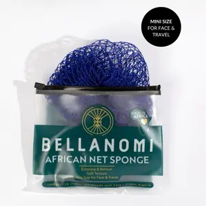 Bellanomi Mini African Exfoliating Net Sponge for Travel Premium Bath Sponge, Quick-Drying Durable 100% Nylon Handcrafted in Nigeria