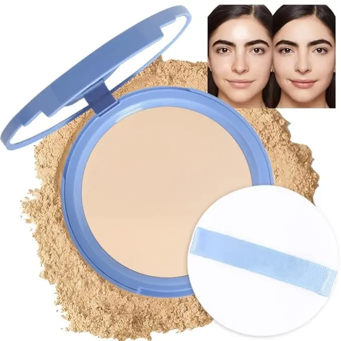 Oil Control Pressed Face Powder Compact for Women, Translucent Setting Powder Makeup Foundation for Women, Waterproof Long Lasting Lightweight