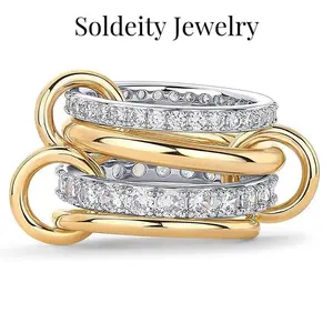 Dainty Stackable Rings for Women Non Tarnish, Trendy Cubic Zirconia Rings, Silver Golden Multi Ring Mixed Metals Stack Rings Set