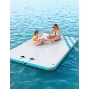 Heavy-Duty Inflatable Floating Dock Platform – Non-Slip Surface, Rope Ladder & Carry Bag – Ultra-Stable Air Raft for Pool, Lake, Beach, Ocean – Water Platform, Sizes: 6x5ft/8ft/10ft, Green
